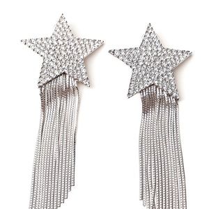 Sliving Paris Hilton star earrings silver sparkly